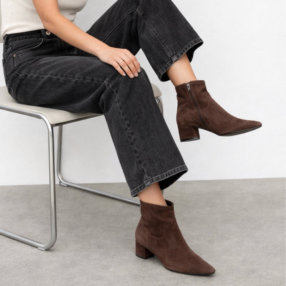 Jason Wu Estelle Suede Ankle Boots in Chocolate Brown